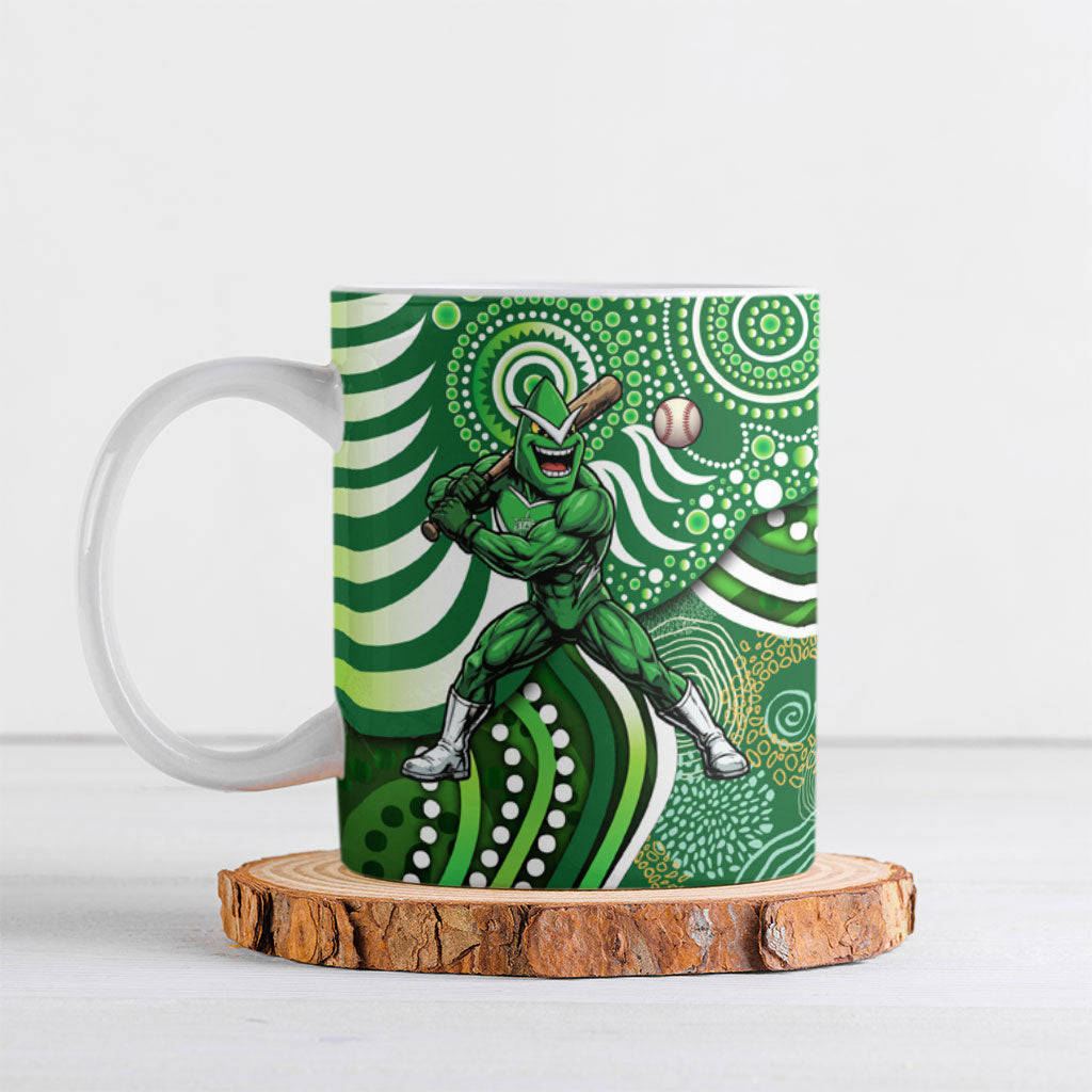 Melbourne Stars Ceramic Mug Indigenous Dot Art Superhero Batter Tribal Pattern