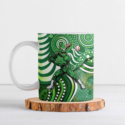 Melbourne Stars Ceramic Mug Indigenous Dot Art Superhero Batter Tribal Pattern