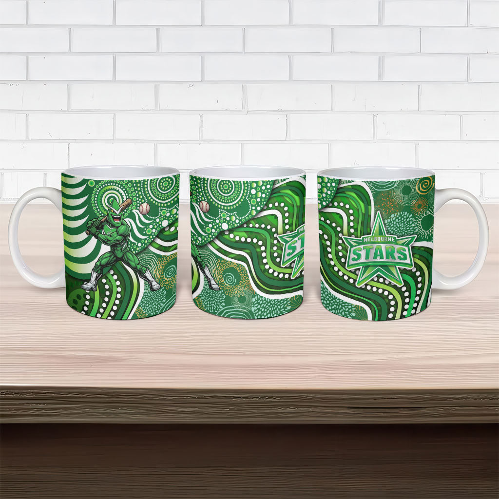 Melbourne Stars Ceramic Mug Indigenous Dot Art Superhero Batter Tribal Pattern