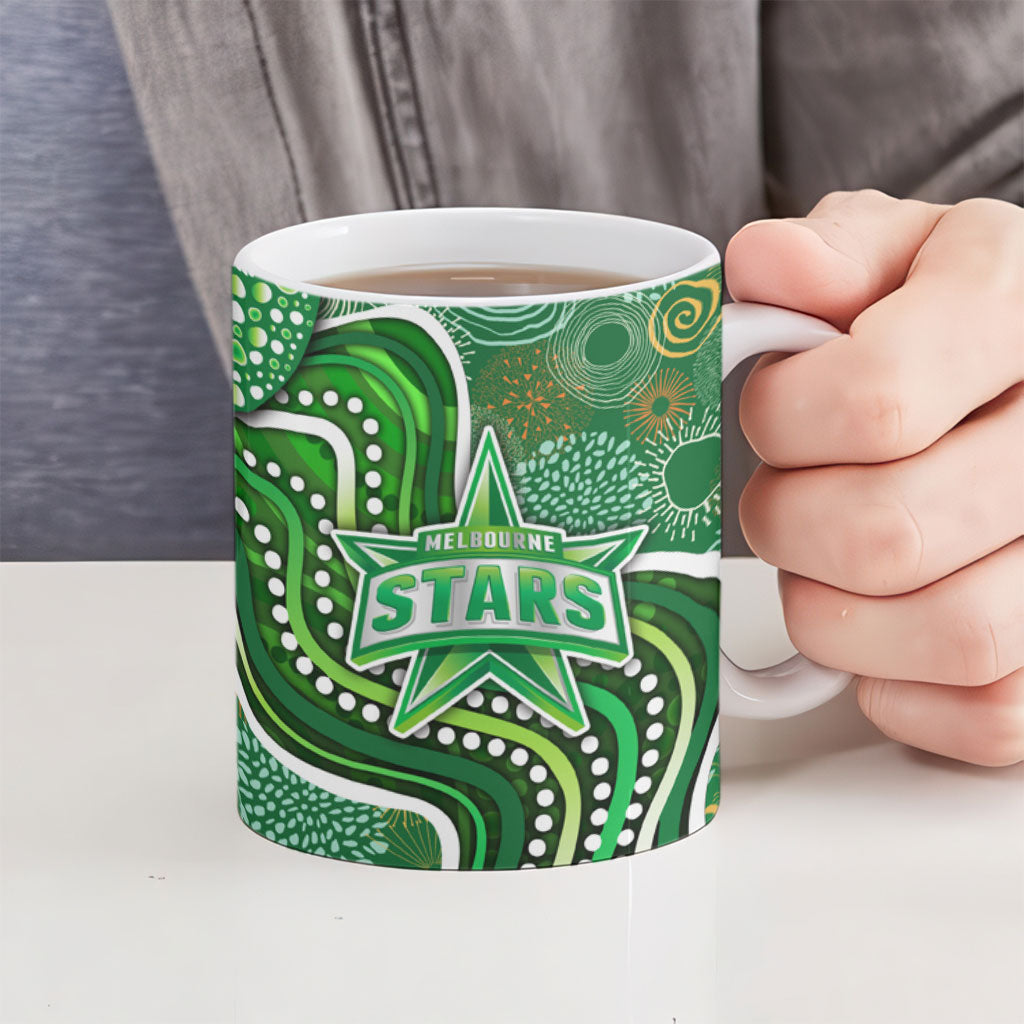 Melbourne Stars Ceramic Mug Indigenous Dot Art Superhero Batter Tribal Pattern