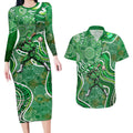 Melbourne Stars Couples Matching Long Sleeve Bodycon Dress and Hawaiian Shirt Indigenous Dot Art Superhero Batter Tribal Pattern