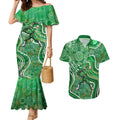Melbourne Stars Couples Matching Mermaid Dress and Hawaiian Shirt Indigenous Dot Art Superhero Batter Tribal Pattern
