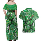 Melbourne Stars Couples Matching Off Shoulder Maxi Dress and Hawaiian Shirt Indigenous Dot Art Superhero Batter Tribal Pattern
