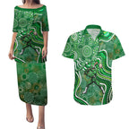 Melbourne Stars Couples Matching Puletasi and Hawaiian Shirt Indigenous Dot Art Superhero Batter Tribal Pattern