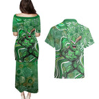 Melbourne Stars Couples Matching Puletasi and Hawaiian Shirt Indigenous Dot Art Superhero Batter Tribal Pattern