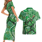 Melbourne Stars Couples Matching Short Sleeve Bodycon Dress and Hawaiian Shirt Indigenous Dot Art Superhero Batter Tribal Pattern