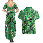 Melbourne Stars Couples Matching Summer Maxi Dress and Hawaiian Shirt Indigenous Dot Art Superhero Batter Tribal Pattern