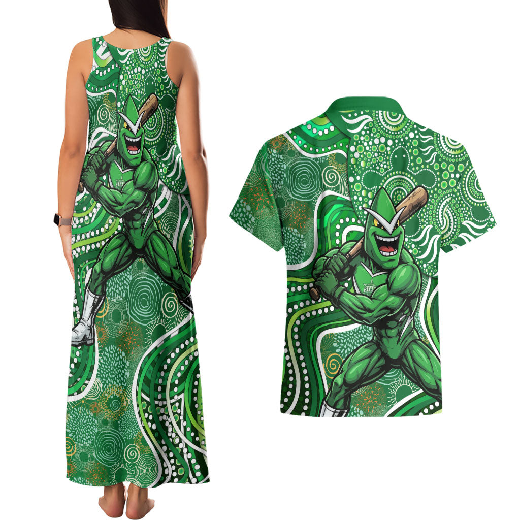 Melbourne Stars Couples Matching Tank Maxi Dress and Hawaiian Shirt Indigenous Dot Art Superhero Batter Tribal Pattern