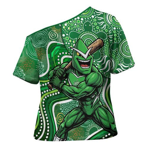 Melbourne Stars Cross Shoulder Shirt Indigenous Dot Art Superhero Batter Tribal Pattern