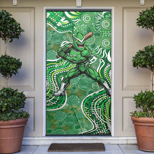 Melbourne Stars Door Cover Indigenous Dot Art Superhero Batter Tribal Pattern