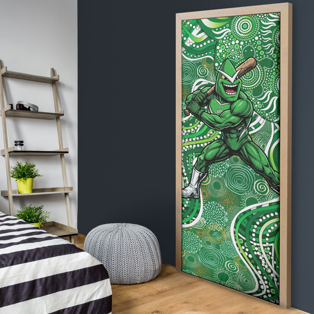 Melbourne Stars Door Cover Indigenous Dot Art Superhero Batter Tribal Pattern