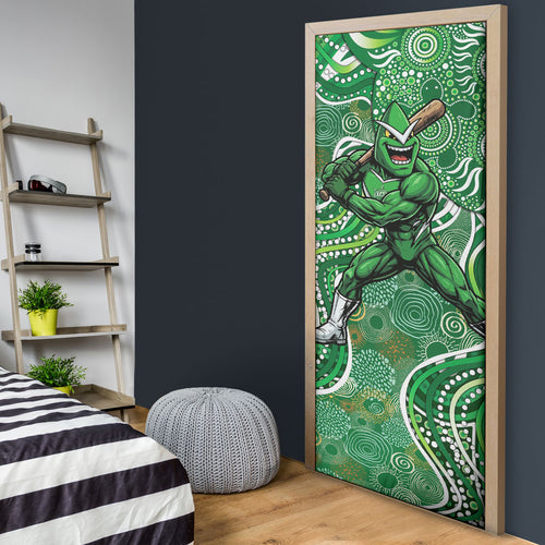 Melbourne Stars Door Cover Indigenous Dot Art Superhero Batter Tribal Pattern