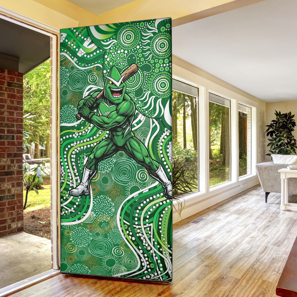 Melbourne Stars Door Cover Indigenous Dot Art Superhero Batter Tribal Pattern