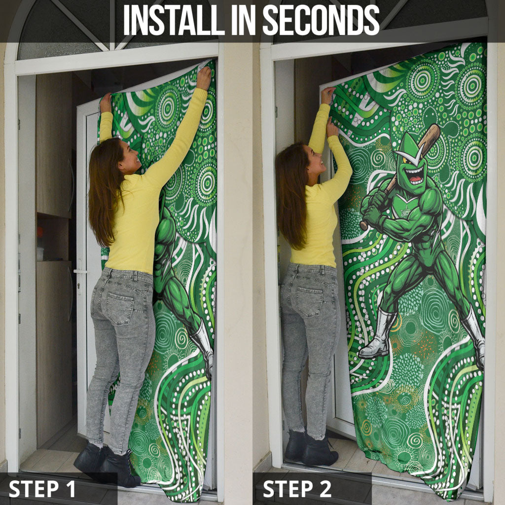 Melbourne Stars Door Cover Indigenous Dot Art Superhero Batter Tribal Pattern