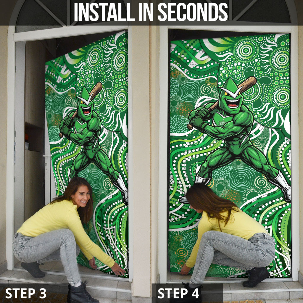 Melbourne Stars Door Cover Indigenous Dot Art Superhero Batter Tribal Pattern