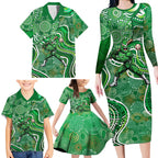 Melbourne Stars Family Matching Long Sleeve Bodycon Dress and Hawaiian Shirt Indigenous Dot Art Superhero Batter Tribal Pattern
