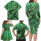 Melbourne Stars Family Matching Long Sleeve Bodycon Dress and Hawaiian Shirt Indigenous Dot Art Superhero Batter Tribal Pattern