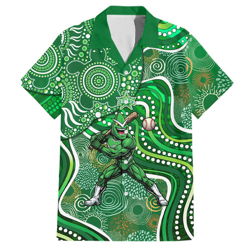 Melbourne Stars Family Matching Long Sleeve Bodycon Dress and Hawaiian Shirt Indigenous Dot Art Superhero Batter Tribal Pattern