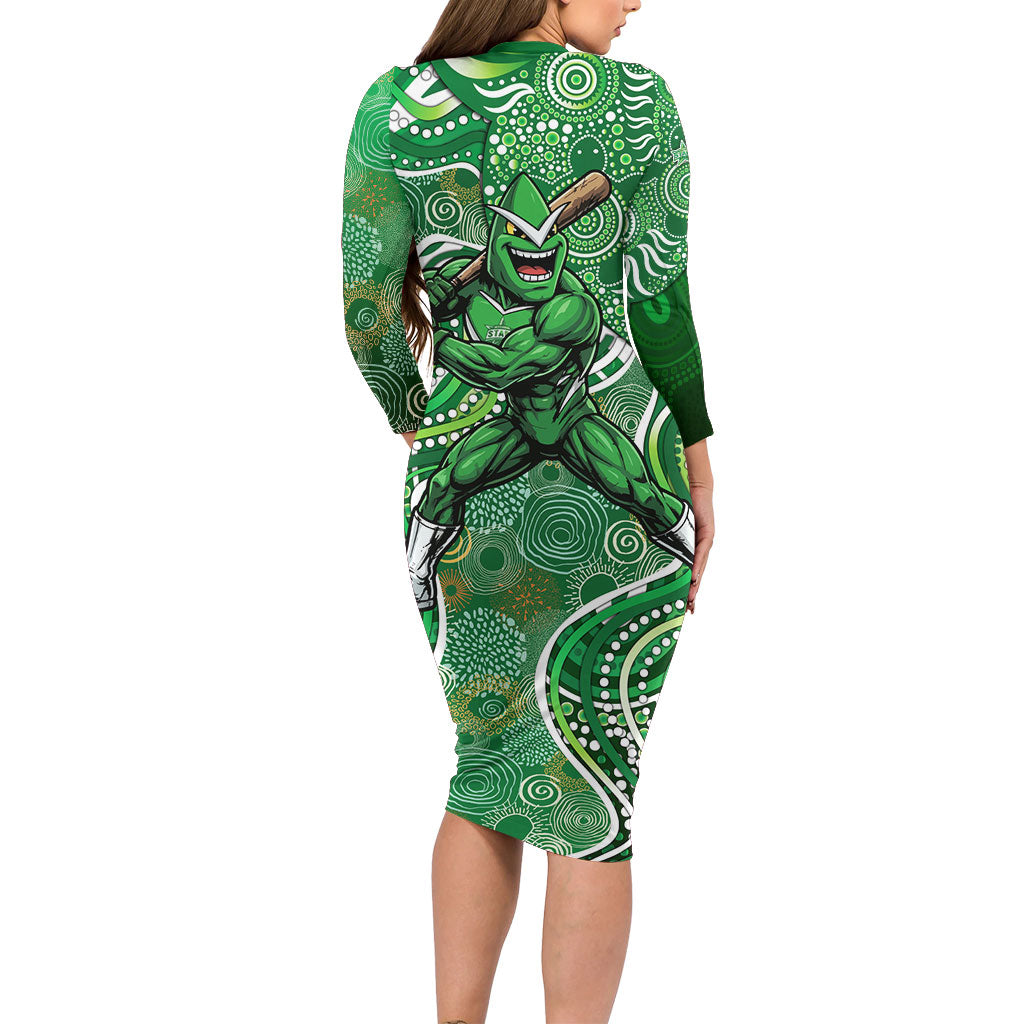Melbourne Stars Family Matching Long Sleeve Bodycon Dress and Hawaiian Shirt Indigenous Dot Art Superhero Batter Tribal Pattern