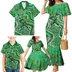 Melbourne Stars Family Matching Mermaid Dress and Hawaiian Shirt Indigenous Dot Art Superhero Batter Tribal Pattern