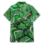 Melbourne Stars Family Matching Off The Shoulder Long Sleeve Dress and Hawaiian Shirt Indigenous Dot Art Superhero Batter Tribal Pattern