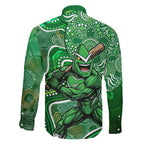 Melbourne Stars Family Matching Off The Shoulder Long Sleeve Dress and Hawaiian Shirt Indigenous Dot Art Superhero Batter Tribal Pattern
