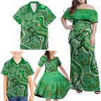 Melbourne Stars Family Matching Off Shoulder Maxi Dress and Hawaiian Shirt Indigenous Dot Art Superhero Batter Tribal Pattern