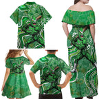 Melbourne Stars Family Matching Off Shoulder Maxi Dress and Hawaiian Shirt Indigenous Dot Art Superhero Batter Tribal Pattern
