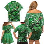 Melbourne Stars Family Matching Off Shoulder Short Dress and Hawaiian Shirt Indigenous Dot Art Superhero Batter Tribal Pattern