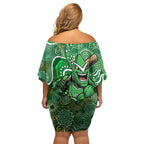 Melbourne Stars Family Matching Off Shoulder Short Dress and Hawaiian Shirt Indigenous Dot Art Superhero Batter Tribal Pattern