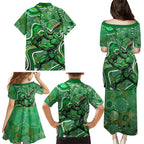 Melbourne Stars Family Matching Puletasi and Hawaiian Shirt Indigenous Dot Art Superhero Batter Tribal Pattern