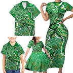Melbourne Stars Family Matching Short Sleeve Bodycon Dress and Hawaiian Shirt Indigenous Dot Art Superhero Batter Tribal Pattern