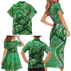 Melbourne Stars Family Matching Short Sleeve Bodycon Dress and Hawaiian Shirt Indigenous Dot Art Superhero Batter Tribal Pattern