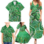 Melbourne Stars Family Matching Summer Maxi Dress and Hawaiian Shirt Indigenous Dot Art Superhero Batter Tribal Pattern
