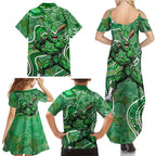 Melbourne Stars Family Matching Summer Maxi Dress and Hawaiian Shirt Indigenous Dot Art Superhero Batter Tribal Pattern