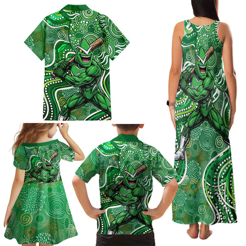 Melbourne Stars Family Matching Tank Maxi Dress and Hawaiian Shirt Indigenous Dot Art Superhero Batter Tribal Pattern