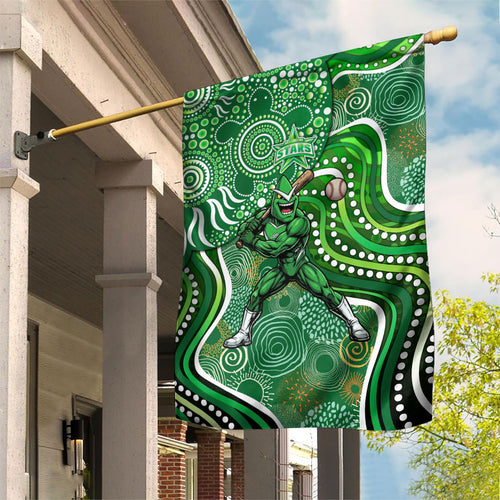 Melbourne Stars Garden Flag Indigenous Dot Art Superhero Batter Tribal Pattern