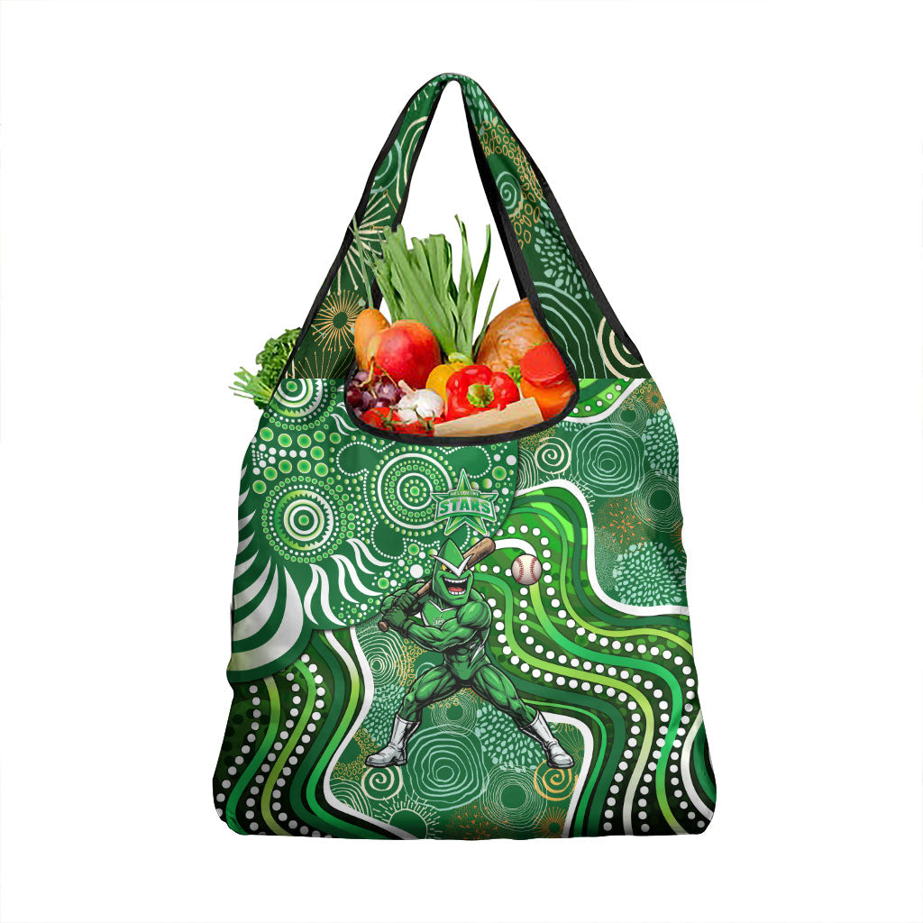 Melbourne Stars Grocery Bag Indigenous Dot Art Superhero Batter Tribal Pattern