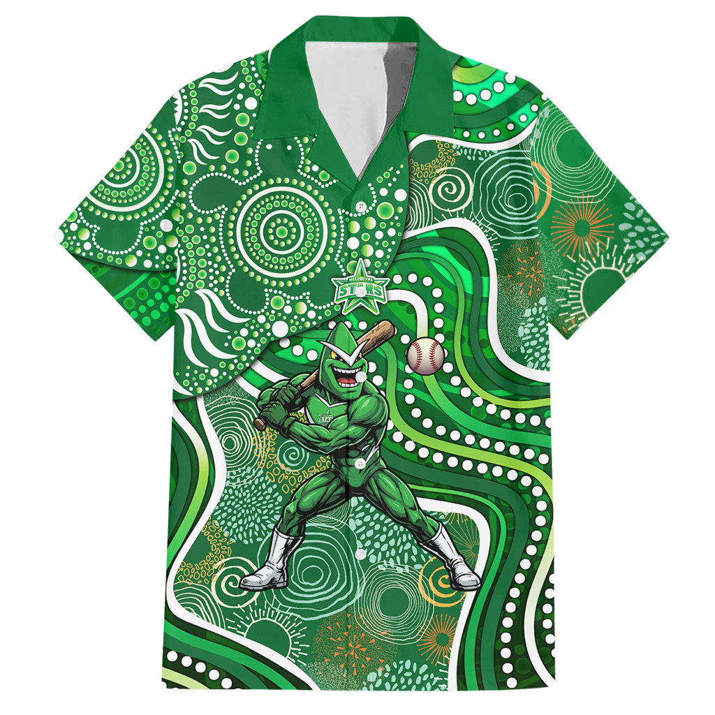 Melbourne Stars Hawaiian Shirt Indigenous Dot Art Superhero Batter Tribal Pattern