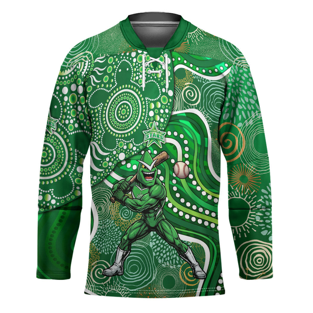 Melbourne Stars Hockey Jersey Indigenous Dot Art Superhero Batter Tribal Pattern