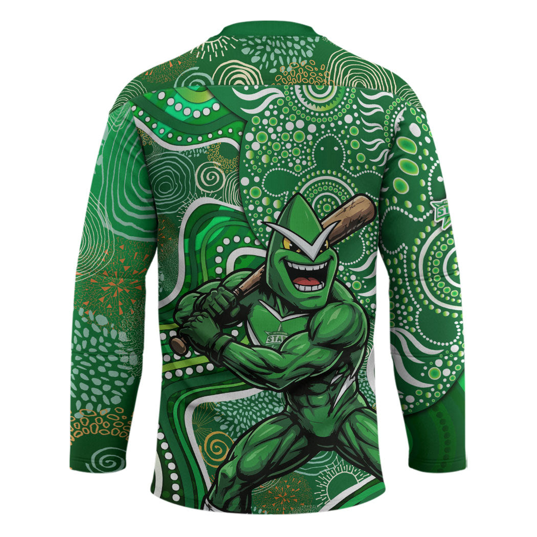 Melbourne Stars Hockey Jersey Indigenous Dot Art Superhero Batter Tribal Pattern