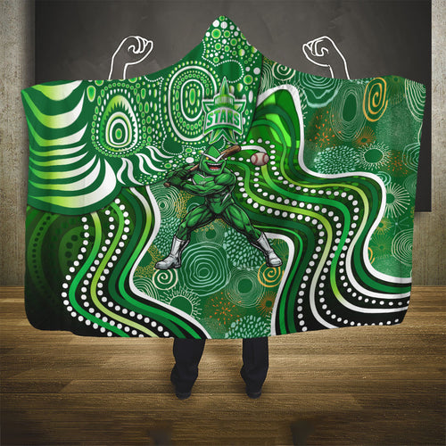 Melbourne Stars Hooded Blanket Indigenous Dot Art Superhero Batter Tribal Pattern