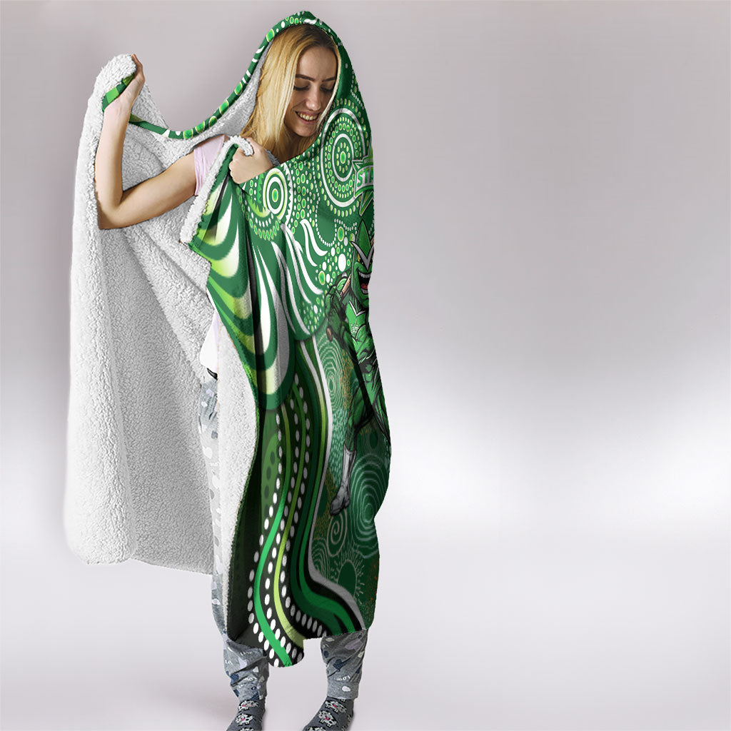 Melbourne Stars Hooded Blanket Indigenous Dot Art Superhero Batter Tribal Pattern