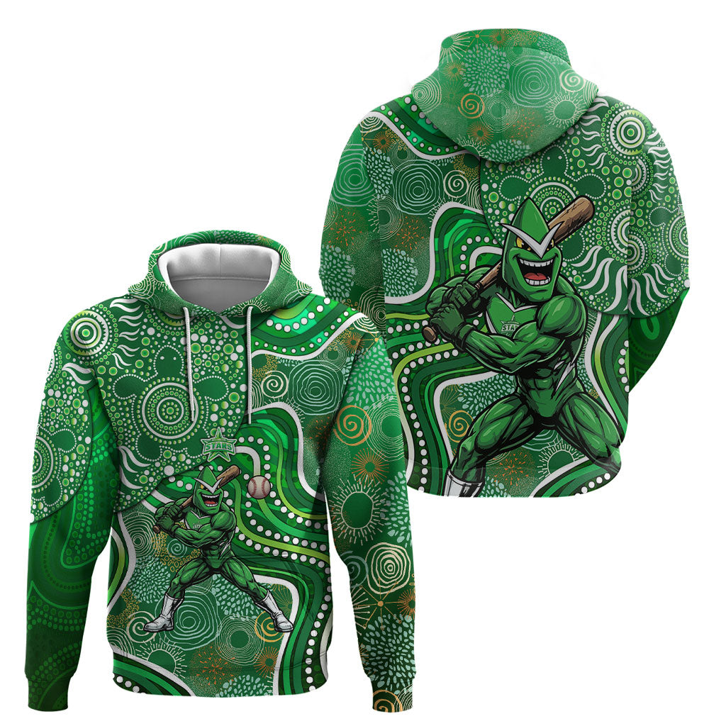 Melbourne Stars Hoodie Indigenous Dot Art Superhero Batter Tribal Pattern