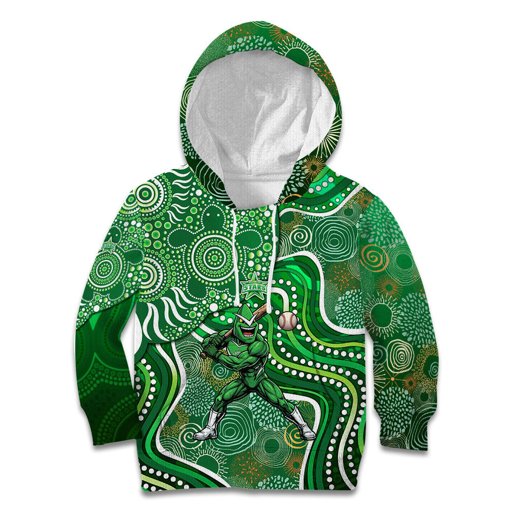 Melbourne Stars Kid Hoodie Indigenous Dot Art Superhero Batter Tribal Pattern