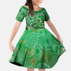 Melbourne Stars Kid Short Sleeve Dress Indigenous Dot Art Superhero Batter Tribal Pattern