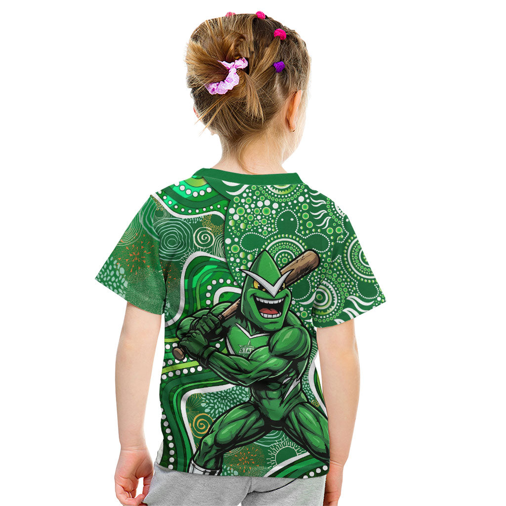 Melbourne Stars Kid T Shirt Indigenous Dot Art Superhero Batter Tribal Pattern