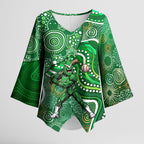 Melbourne Stars Kimono Sleeve Blouse Indigenous Dot Art Superhero Batter Tribal Pattern