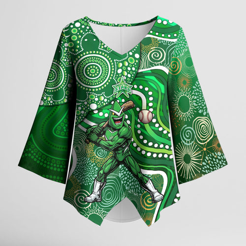 Melbourne Stars Kimono Sleeve Blouse Indigenous Dot Art Superhero Batter Tribal Pattern
