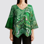 Melbourne Stars Kimono Sleeve Blouse Indigenous Dot Art Superhero Batter Tribal Pattern